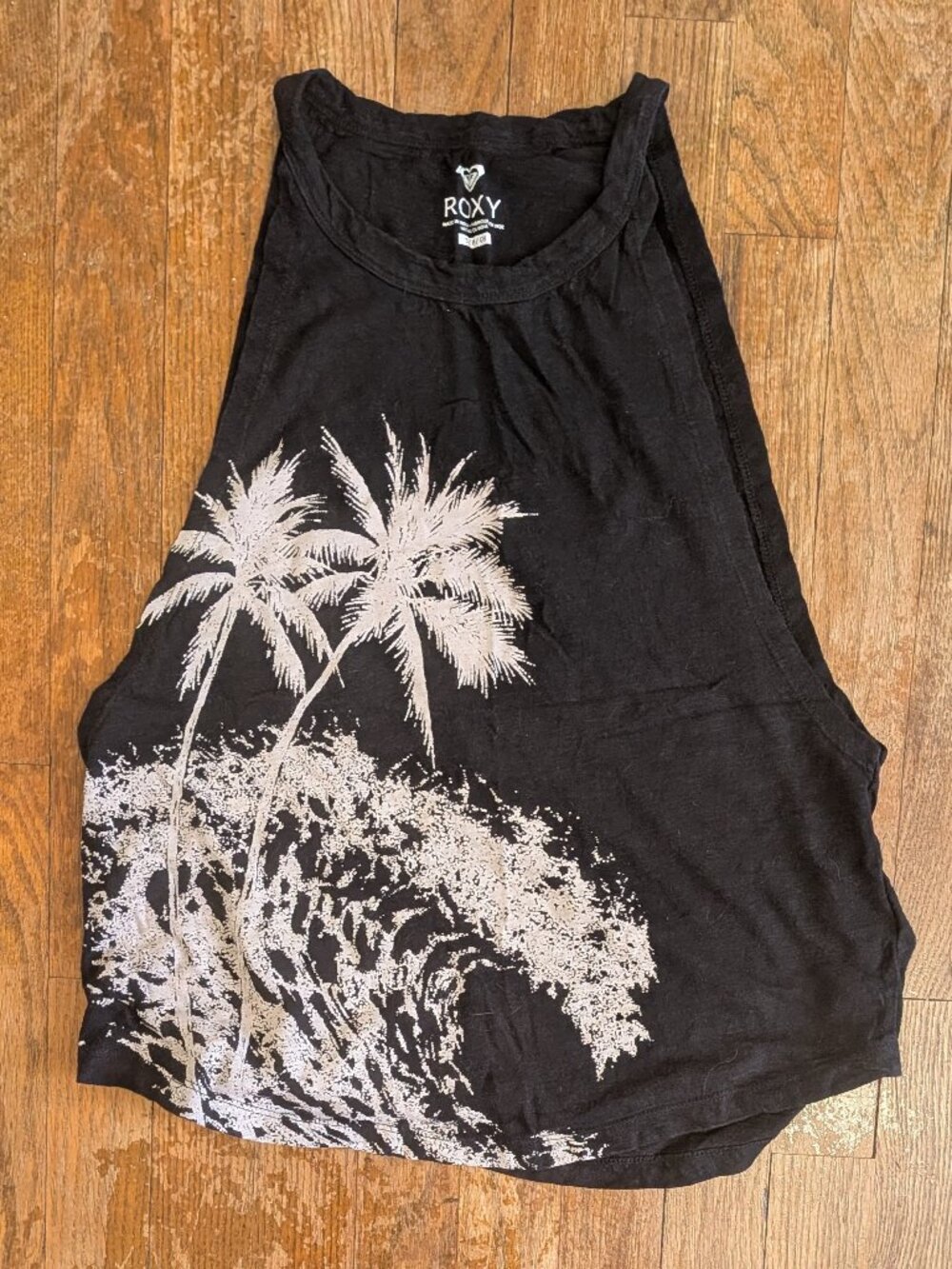 Black and White Roxy Palm Tree Graphic Muscle Tank Top Size S